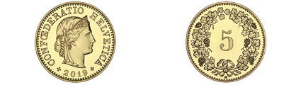 Vorder- und Rückseite einer 5-Rappen Münze